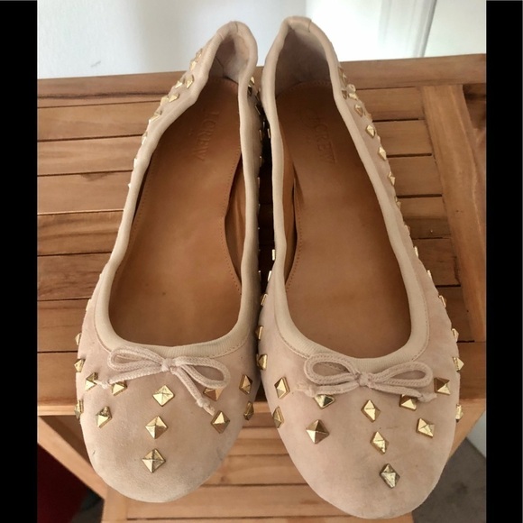 J.Crew studded tan ballet flats shoes - Picture 1 of 7